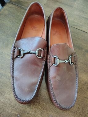 PETER MILLAR Brown Leather Horsebit Loafers Shoes Mens 9.5 M